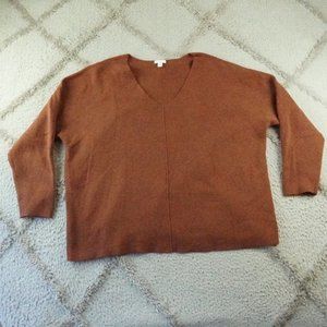 J Jill V-Neck Sweater Womens 2X  Knit Seamed Structured Thick Cotton
